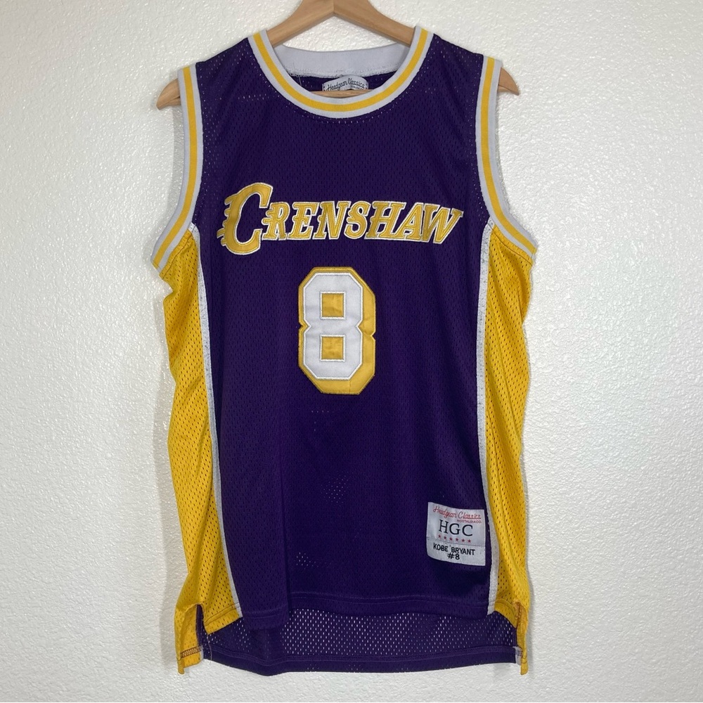 KOBE BRYANT Crenshaw Nipsey Hustle Jersey Lakers Headgear Stitched Mens M Purple